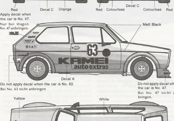 Volkswagens Golf I Kamei Racing Gr.2 (Foltsvagen Golf of 1 Cameo the Racing of Gr.2) are drawings of the car